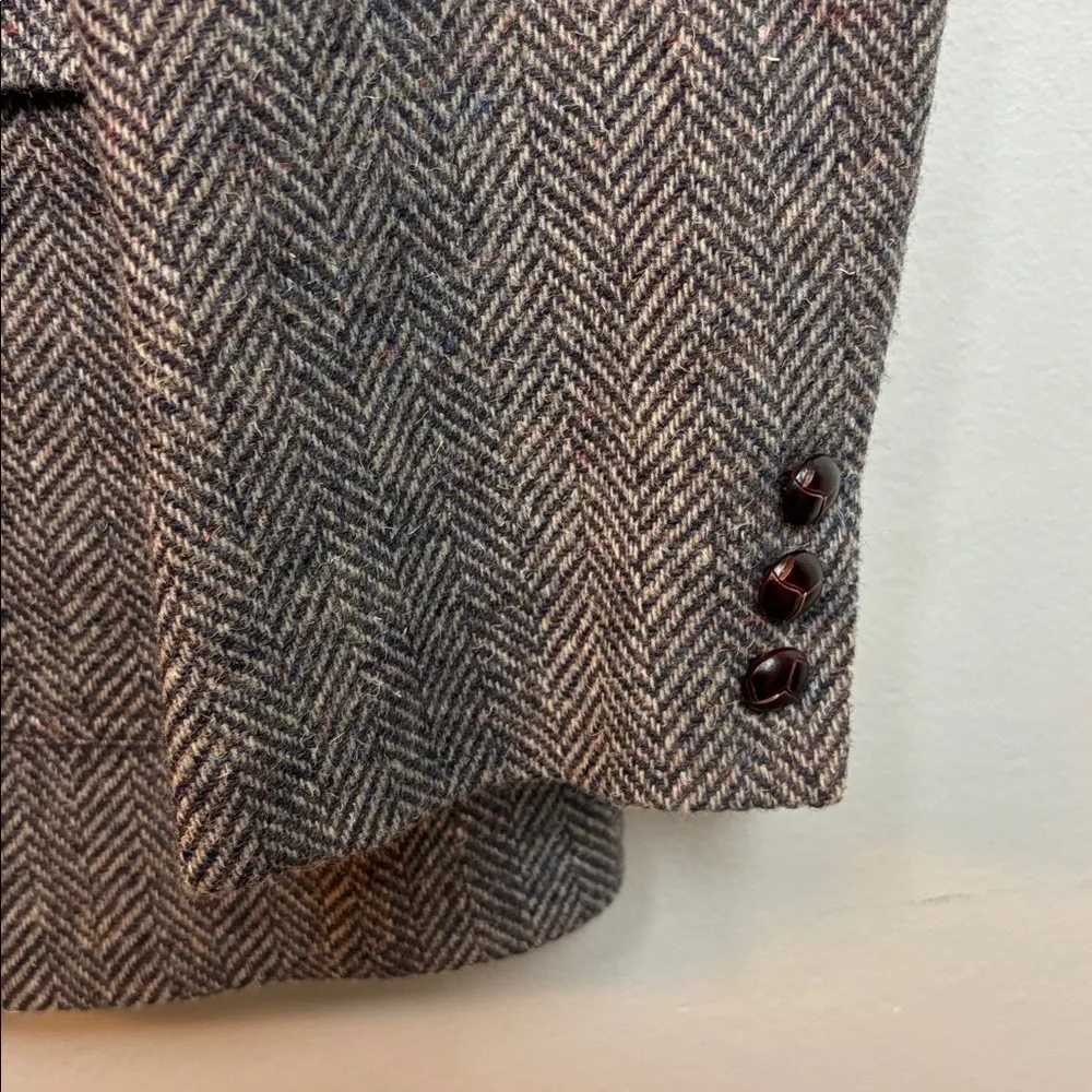 NWT VTG Pendleton Western Men’s Suede Wool Tweed Blazer‎ Gray Herringbone, 46L